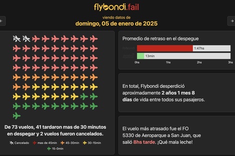 Además, compara la puntualidad de la bajo costo con Aerolíneas Argentinas