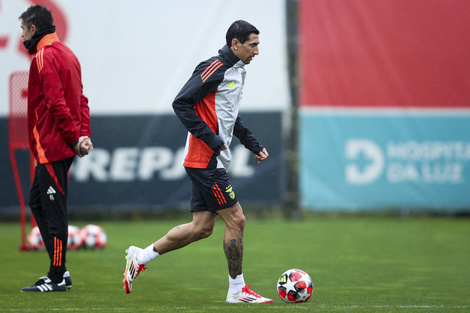 Di María, durante la última práctica del Benfica