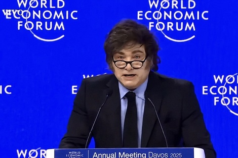 Milei durante su discurso en Davos. 