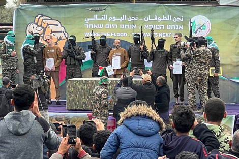 Ceremonia en la ciudad gazatí de Deir el Balah.