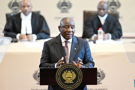 El presidente sudafricano Cyril Ramaphosa pronuncia su discurso sobre el Estado de la Nación de 2025.