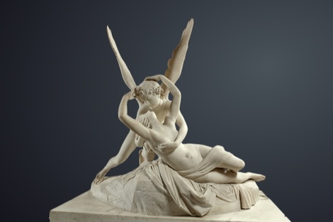 Eros y psique, escultura neoclásica creada en 1793 por el italiano Antonio Cánova.