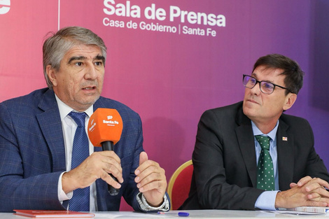 Fabián Bastía y José Goity dieron una conferencia de prensa antes de la votación docente de la propuesta paritaria.