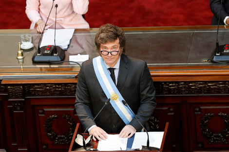 Javier Milei, durante la apertura de sesiones de 2024.