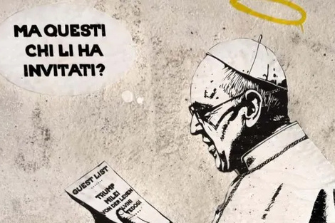 El mural de la Banksy italiana que cuestiona la lista de invitados al funeral de Francisco: "¿Quiénes son estos?"
