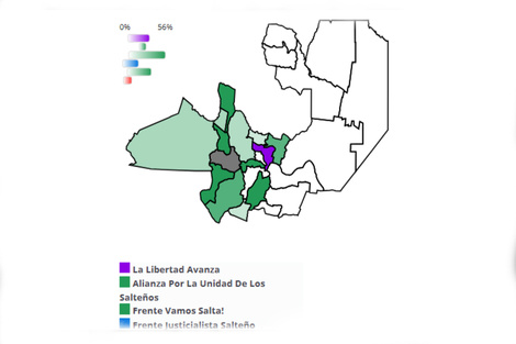 Resultados elecciones Salta 2025: el mapa, distrito por distrito