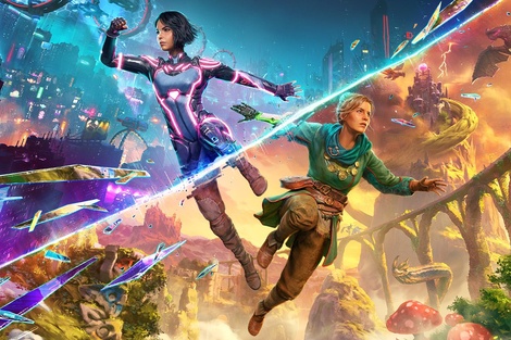 Mio y Zoe son dos escritoras atrapadas en una simulación que cruza sus mundos literarios: cyberpunk y fantasía medieval (Fuente: Prensa)