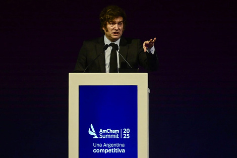 Javier Milei en AmCham. "La tasa de interés va a colapsar porque el riesgo país se va a desplomar"  (Fuente: NA)
