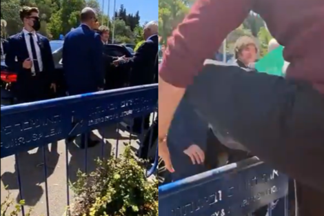 Milei fue interceptado por manifestantes con banderas palestinas en Jerusalén
