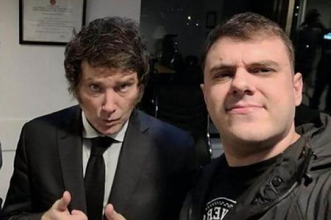 El presidente Javier Milei junto al troll Daniel "Gordo Dan" Parisini.