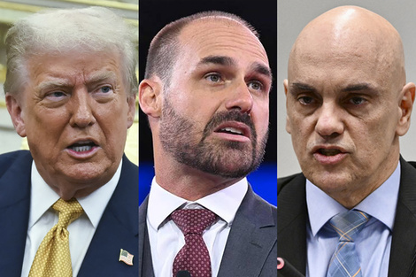 Donald Trump, Eduardo Bolsonaro y Alexandre de Moraes.