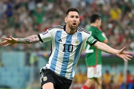 Messi festeja el primer gol ante México en el Mundial de Qatar 2022 (Fuente: AFP)