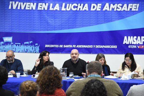 En la Asamblea provincial de Amsafé no hubo ningún voto a favor de aceptar la propuesta salarial. (Fuente: Gentileza)