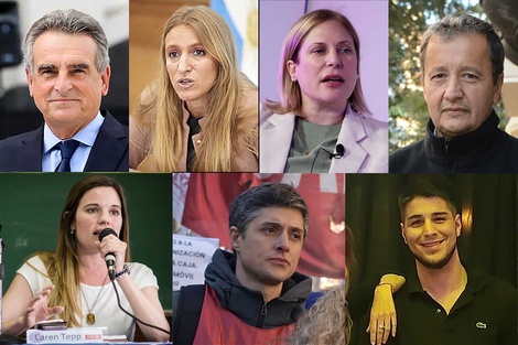 Rossi, Carignano, Scaglia, Del Frade, Tepp,  Casasola y Pellegrini, candidatos. (Fuente: Archivo Rosario12)