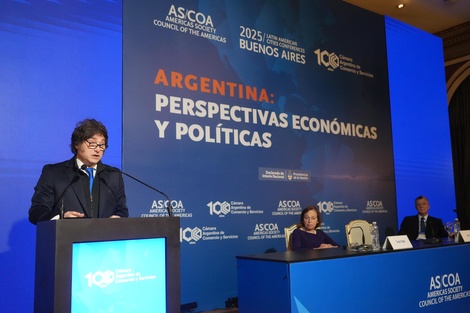 Javier Milei durante su discurso en el Hotel Alvear.