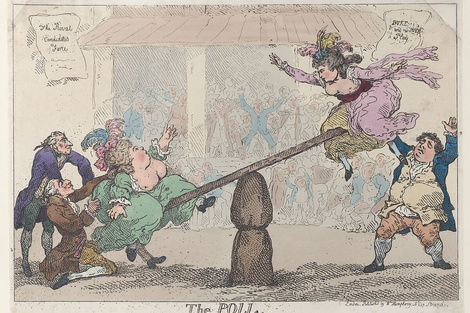 Dibujo del caricaturista inglés Thomas Rowlandson, autor elegido para ilustrar la portada del libro de Aprile (Fuente: Archivo)