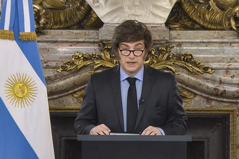 El presidente Javier Milei en la cadena nacional de presentación del Presupuesto 2026.
