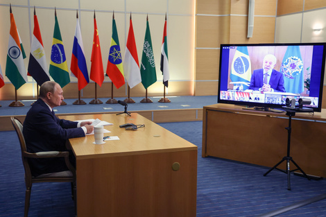 El presidente ruso, Vladimir Putin, participó de la cumbre desde su residencia de verano en Krasnodar