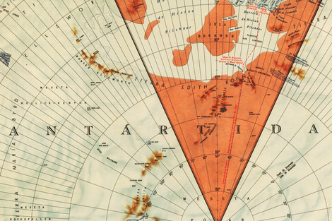 Mapa del IGM publicado en 1968 con la trayectoria de la expedición argentina al Polo Sur.
