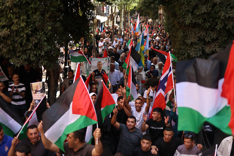 Manifestación propalestina en Ramalá, Cisjordania, (Fuente: AFP)