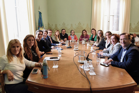 El bloque de UCR+Cambio Federal, reunidos con Nicolás Massot y Karina Banfi en La Plata. 