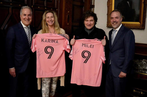 Los hermanos Mas Santos, dueños del Inter Miami, con los Milei