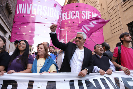 Bartolacci en la última movilización.