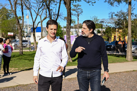 El intendente de San Vicente, Nicolás Mategazza. y el candidato de Fuerza Patria, Nicolás Trotta. 