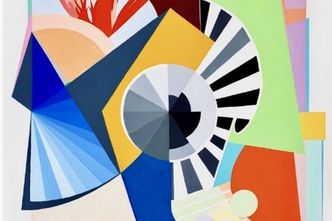 Pintura de Liliana Fleurquin de la serie "Kimono", 2024; 100 x 70 cm. Abajo: Otra obra de la serie "Kimono", de Fleurquin.