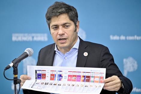 El gobernador Axel Kicillof con la Boleta Única que se utilizará en la provincia. 