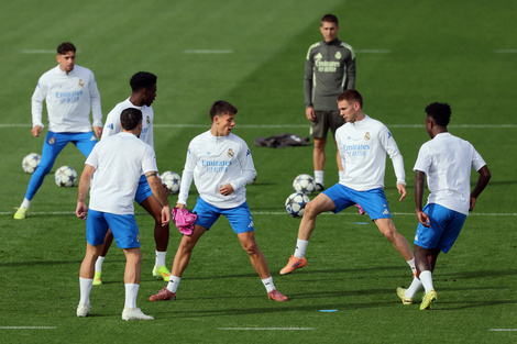 Los jugadores del Real Madrid en la práctica