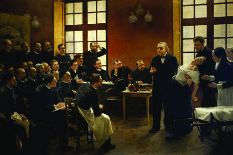 "Una lección clínica en la Salpêtrière", retrato grupal de 1887 pintado por André Brouillet.