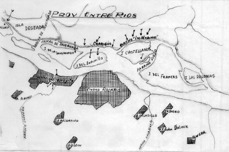 Un croquis policial donde se señala la “situación de residentes alemanes” en las islas.   (Fuente: Gentileza)