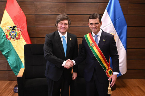 Javier Milei junto al presidente de Bolivia, Rodrigo Paz Pereira. (Fuente: NA)