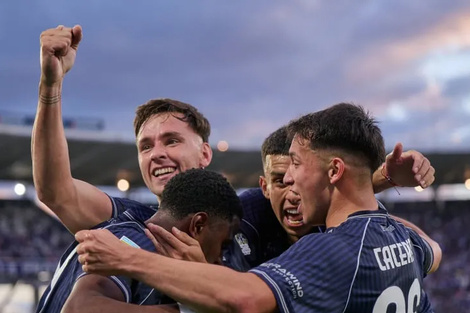 La T festeja el gol de Ortegoza (Fuente: Prensa)