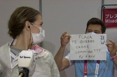 "Me llenó de felicidad": habló la esgrimista argentina a la que le propusieron casamiento en vivo