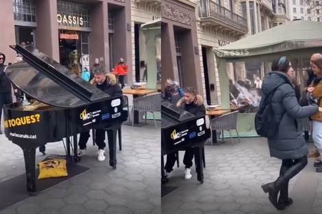 Fito Páez sorprendió con un show de piano en plena calle de Barcelona