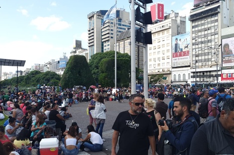 Acampe en el obelisco por Milagro Sala