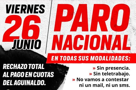 Paro de judiciales en rechazo al pago del medio aguinaldo en 3 cuotas