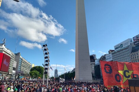 Organizaciones sociales se movilizaron al Obelisco en reclamo de asistencia alimentaria