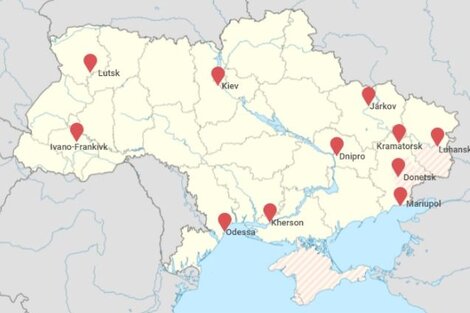 El mapa de la guerra: las 11 ciudades de Ucrania que fueron atacadas por Rusia