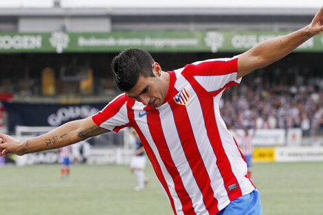 José Reyes durante un festejo en Atlético de Madrid, donde jugó 154 partidos y obtuvo tres títulos.
