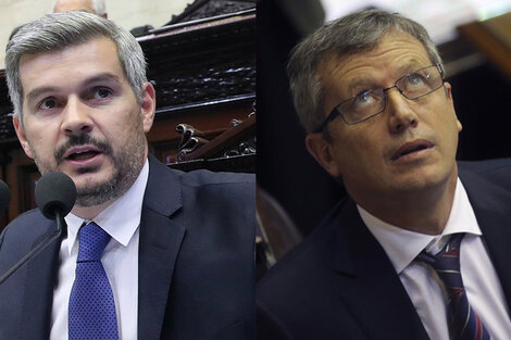 El jefe de Gabinete, Marcos Peña, y el titular de la Cámara de Diputados, Emilio Monzó.