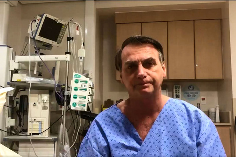 Bolsonaro en enero pasado, tras una intervención en el abdomen. 