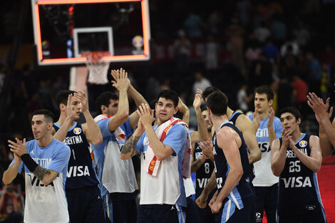 El festejo argentino tras la victoria.