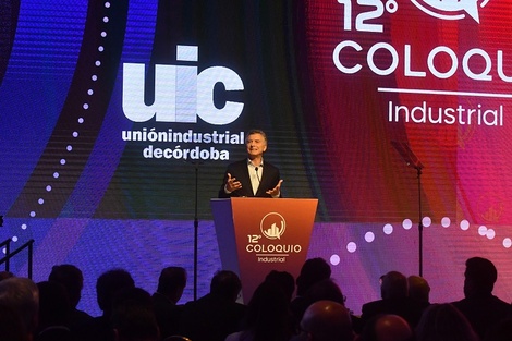 Macri, en su discurso de esta tarde ante los industriales de Córdoba. 