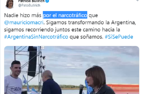 El tuiteo original que la ministra luego corrigió. 