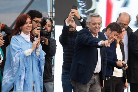 Alberto Fernández y Cristina Kirchner en el cierre del Frente de Todos.