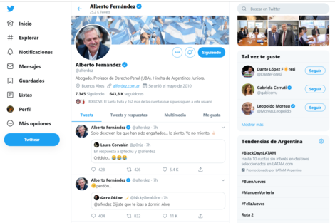 Alberto Fernández, el rey de Twitter en la madrugada