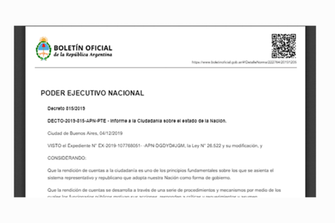 El decreto de Mauricio Macri para su primera cadena nacional